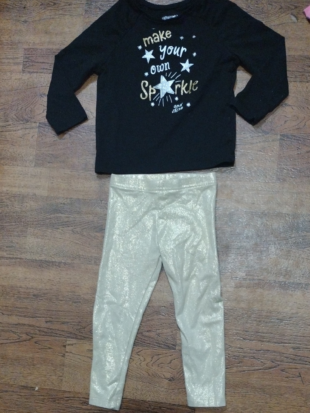 Garanimals Black Top & Gold Sparkle Leggings Kids Matching Set